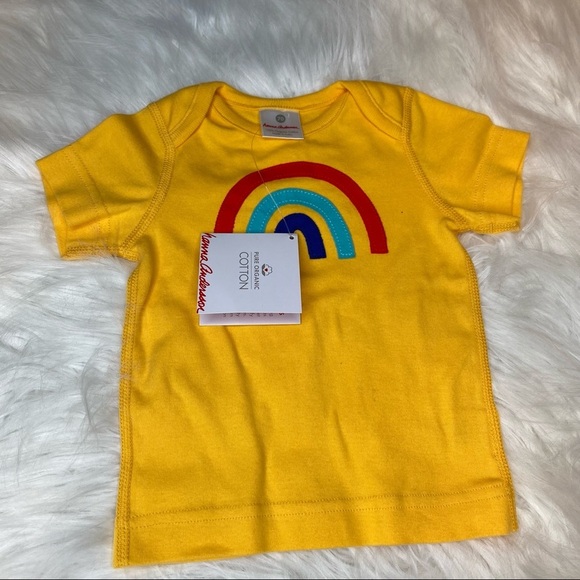 Hanna Andersson Yellow Rainbow Applique Pullover T-Shirt NWT Size 6-12M - Picture 2 of 5